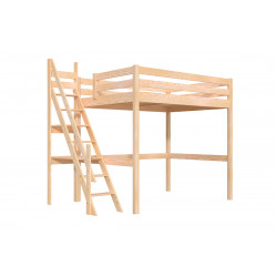 Letto a soppalco in legno Sylvia 140x200 con scala del mugnaio