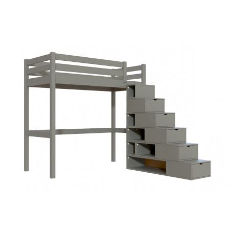 lit en hauteur escalier cube - vernis sans solvants gris