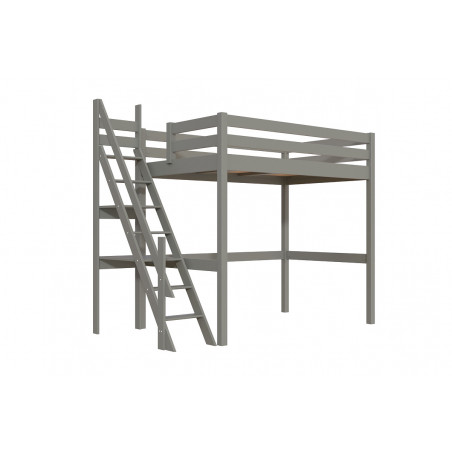 lit mezzanine 1 place - vernis gris avec escalier de meunier