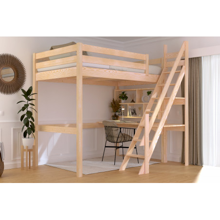 lit mezzanine 120x200 escalier de meunier - brut