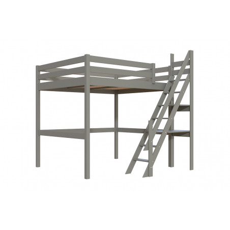 Cama elevada doble escalera de molinero - barniz gris