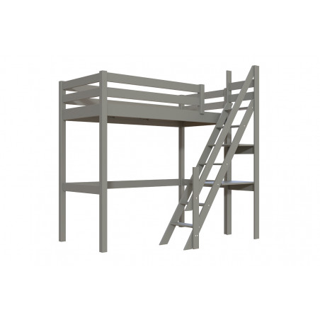 Letto a soppalco singolo con scala a pioli con vernice grigia