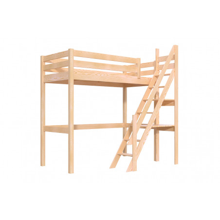 Letto a soppalco con scala a pioli vernice naturale satinata