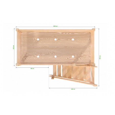 Lit mezzanine en bois massif fabriqué en France avec escalier ce meunier