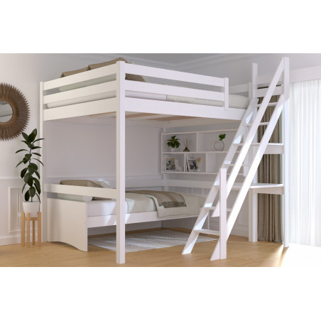 Mezzanine 2 places escalier de meunier - blanc