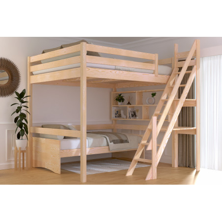 Double loft bed millers' ladder - unfinished