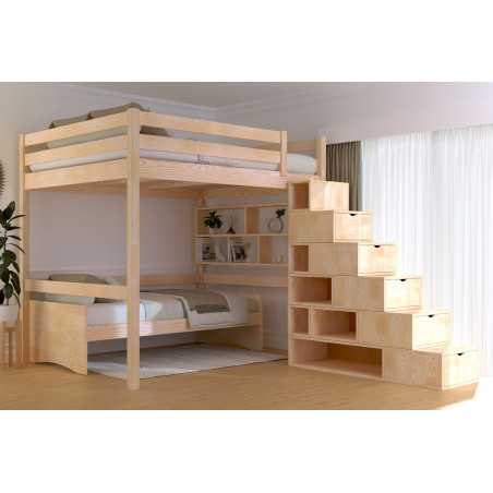 High sleeper bed with cube staircase access - unfinished