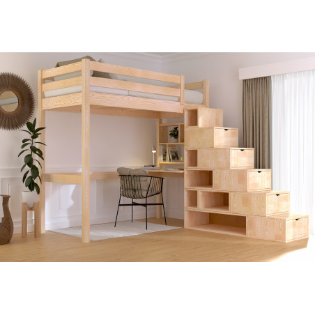 Lit mezzanine 1 place escalier cube – brut