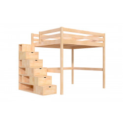 Letto a soppalco legno con scala cubo Sylvia - 160x200