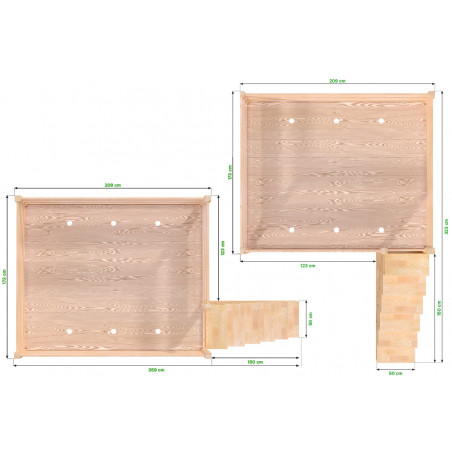 Letto a soppalco legno con scala cubo Sylvia - 160x200 | ABC Meubles