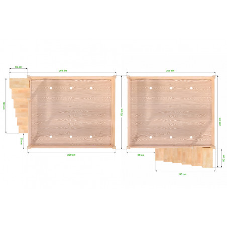 Letto a soppalco legno con scala cubo Sylvia - 160x200 | ABC Meubles