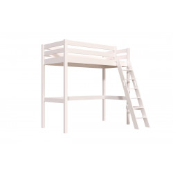 Letto a soppalco 90x200 legno con scala inclinata Sylvia