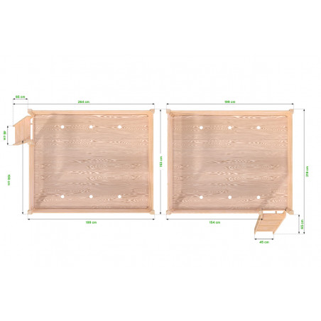 Solid wood 160x200 double loft bed with miller's ladder