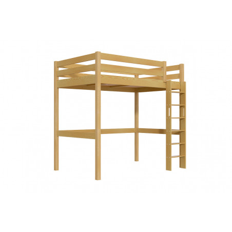 Letto rialzato per adulti - verniciato miele senza solventi con scala diritta
