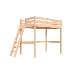 Letto a soppalco legno con scala inclinata Sylvia - 120x200