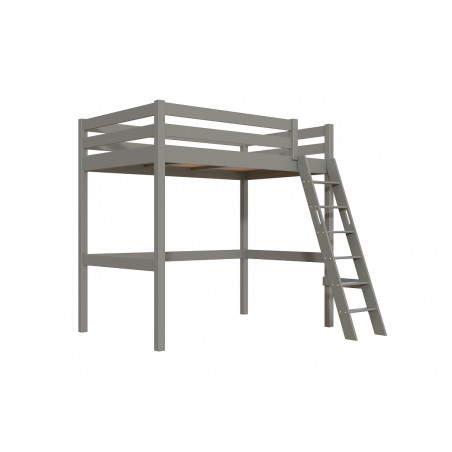 letto a soppalco singolo - verniciato grigio con scala inclinata