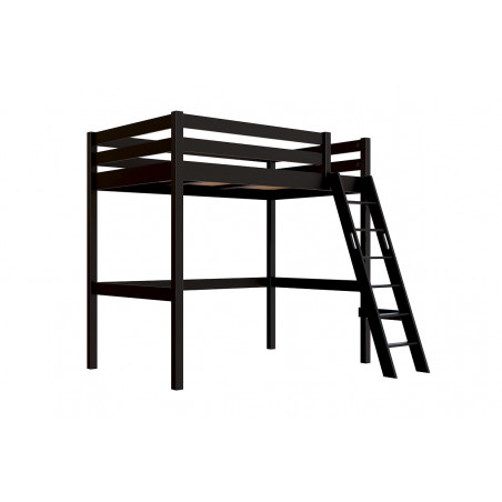 letto a soppalco singolo – nero con scala inclinata