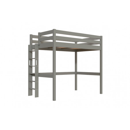 Letto rialzato 120x200 prodotto in Francia - pino massiccio delle Landes - verniciato all'acqua grigio