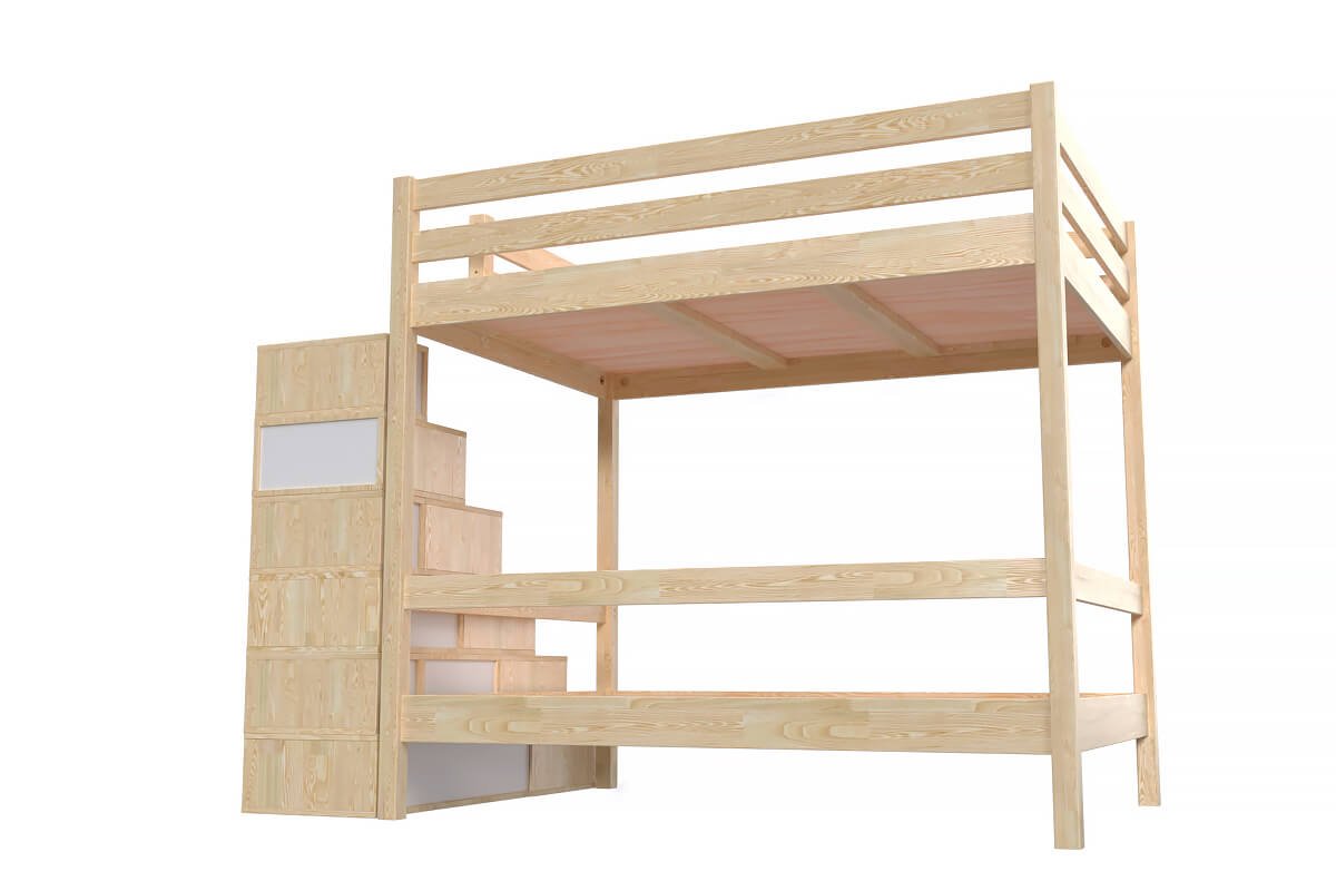 Letto a castello 4 persone legno scala cubo Sylvia