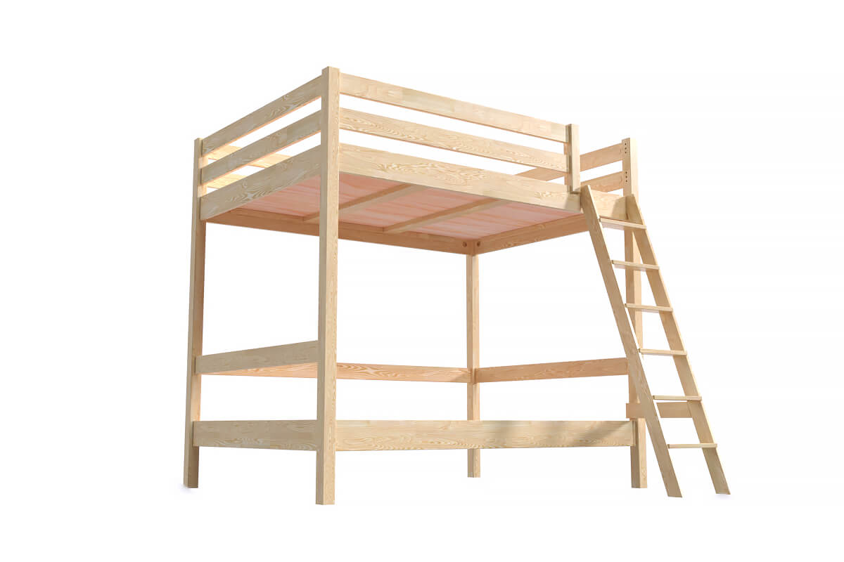 Sylvia 4-seater bunk bed (2 double beds) with inclined ladder