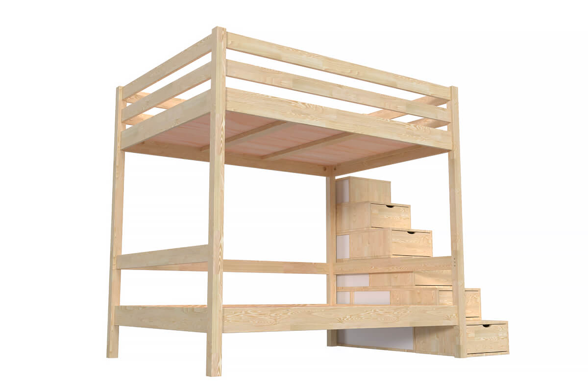 Sylvia 4-seater bunk bed (2 double beds) with cube staircase