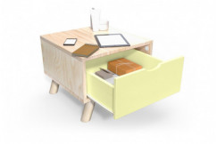 Comodino stile nordico Viking con cassetto in legno massiccio