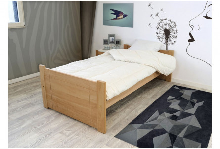 Lit 90x190 1 place bois hêtre Solo