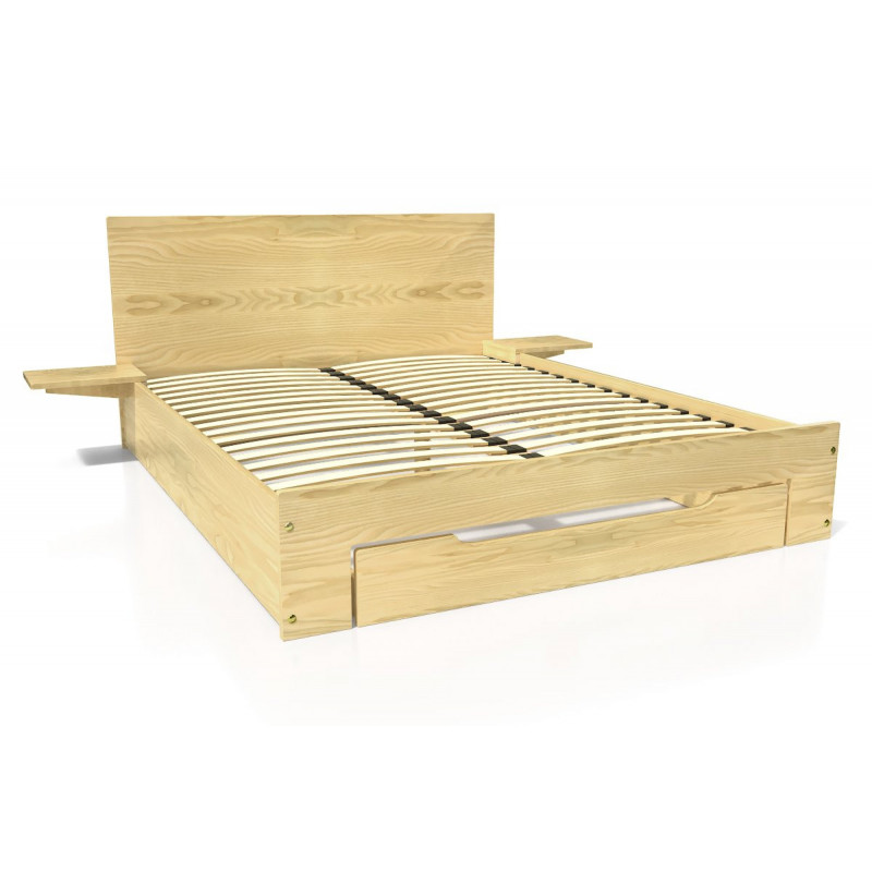 Letto in legno Happy 2 posti con cassetto + comodini