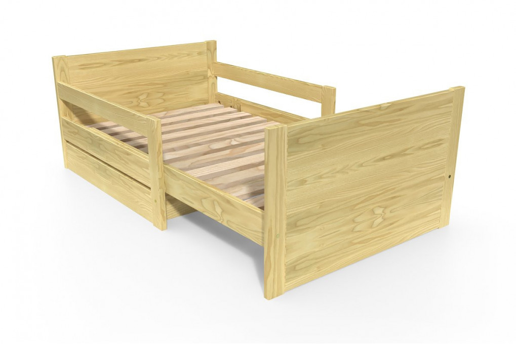 Kinderbett 90x200 mitwachsend aus Holz mit Aufbewahrungsschublade