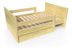 Kinderbett 90x200 mitwachsend aus Holz mit Aufbewahrungsschublade