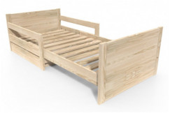 Extendable bed for children with storage drawer