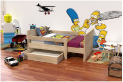 Extendable bed for children with storage drawer