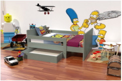 Kinderbett 90x200 mitwachsend aus Holz mit Aufbewahrungsschublade