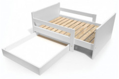 Kinderbett 90x200 mitwachsend aus Holz mit Aufbewahrungsschublade