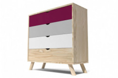 Scandinavian Wooden Chest of Drawers Viking Plum, Grey, White