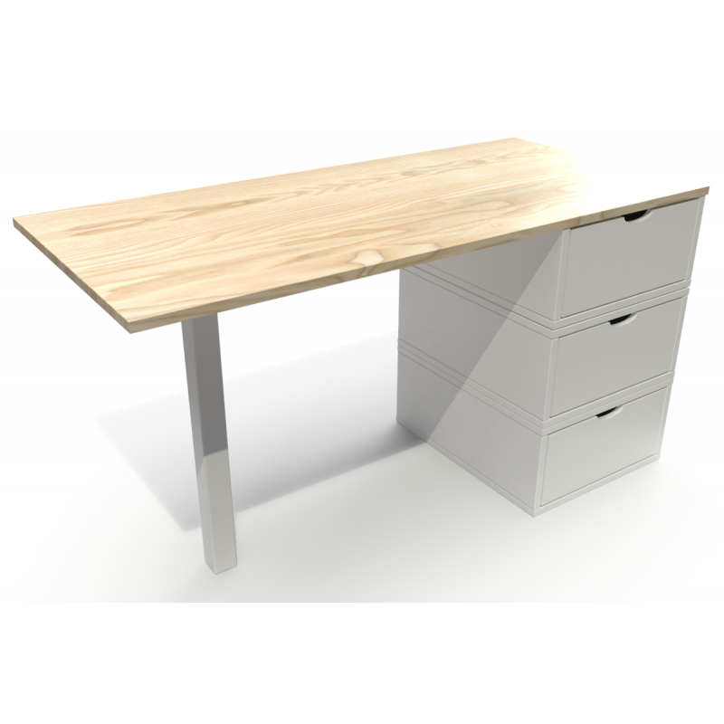 Bureau bois 3 tiroirs Cube