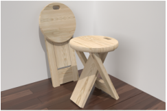 Sgabello pieghevole vintage in legno