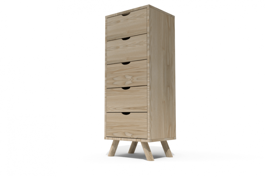 Cassettiera in legno Viking a 5 cassetti in legno massiccio