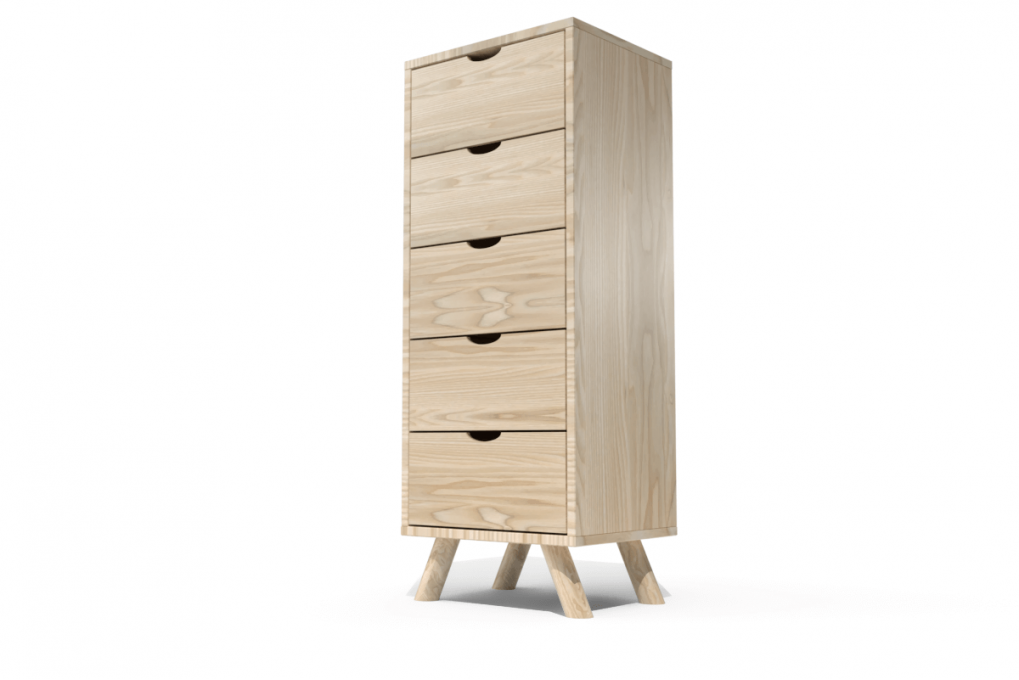 Skandinavische lumpenhändler Viking 5 Schubladen aus Massivholz