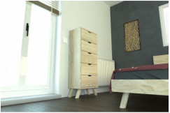 Cassettiera in legno Viking a 5 cassetti in legno massiccio