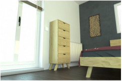 Cassettiera in legno Viking a 5 cassetti in legno massiccio