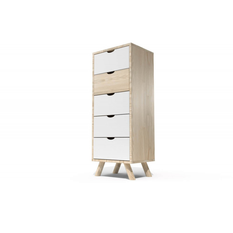 Scandinavo chiffonier legno naturale e bianco Viking