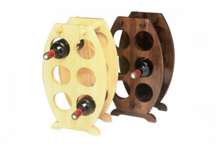 Porta 6 bottiglie in legno a forma di barile
