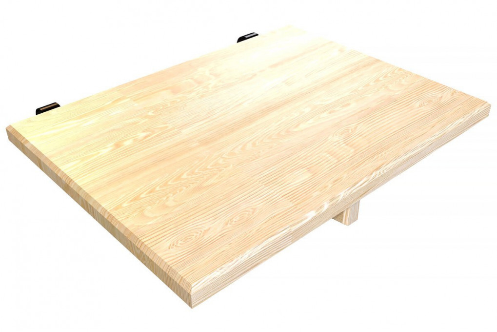 Wooden suspended bedside table with hooks