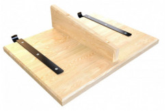 Wooden suspended bedside table with hooks