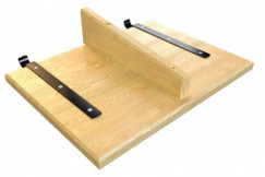 Wooden suspended bedside table with hooks