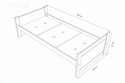 Lit 90x190 1 place bois hêtre Solo