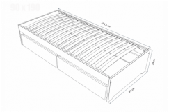 Lit 90x190 simple avec tiroirs de rangement Malo