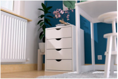 Cajonera escritorio de madera maciza 4 cajones