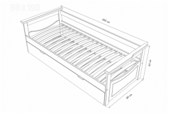 Ausziehbares bett 80x190 Topaze aus Massivholz